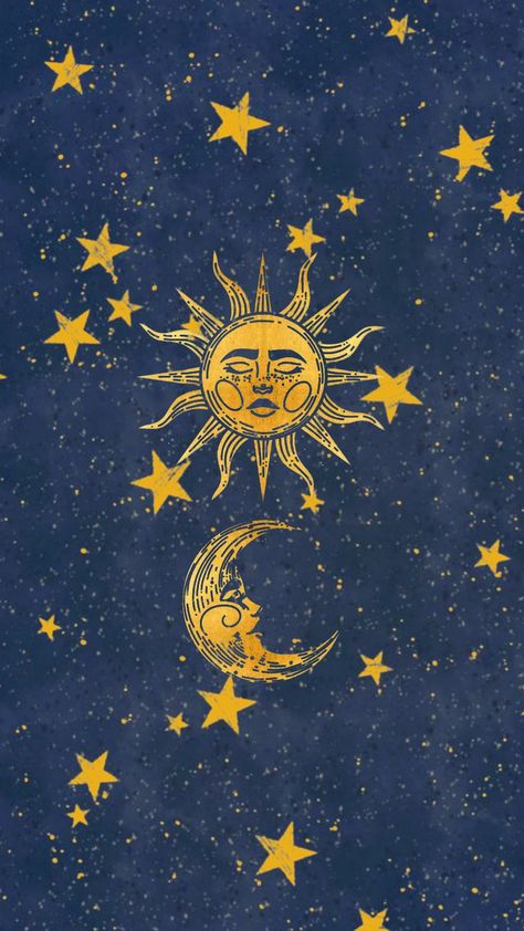 Sun And Moon Art Wallpaper, Whimsigoth Sun And Moon, Sun And Moon Phone Wallpaper, 90s Sun And Moon Aesthetic, Sun Homescreen, Sun Whimsigoth, Yellow Moon Wallpaper, Tarot Aesthetic Wallpaper, Sun And Moon Wallpaper Aesthetic