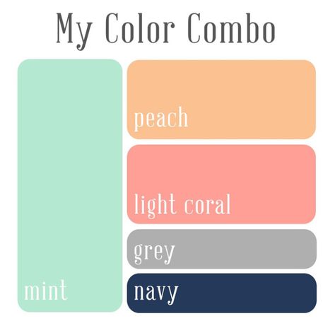 love this color combo - it was used in a wedding, but I can make a great pendant Mint Color Palettes, Mint Green Bedroom, Mint Bedroom, Coral Colour Palette, Navy Color Palette, Coral Bedroom, Mint Walls, Green Color Combinations, Mint Coral