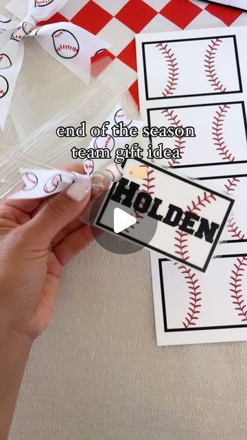 Andrea Clawson on Instagram: "Attention Team Parents 🚨 📣: End of the baseball season gift idea: DIY bag name tags ⚾️🏷️  Useful + inexpensive gift idea for the little sluggers   What I did:  1.I bought these Laminate Pouch Bag Tags Kit from amazon  2.Printed out the baseball seams template with names 3.Laminated them using my laminator from @amazon  Comment “links” for template and links to products Send me a message if you would like other sports tags too   #baseballmom #littleleague #giftideas #endoftheseasongifts #momsofinstagram #craftymom #craftymomma #giftsforkids #coachgift #baseballgifts #craftymom #craftymama #teamparent #baseballlife #baseballsnacks #springsports #teachersofinstagram #snackduty #teachersfollowteachers #amazonfinds #amazondeals" End Of The Season Tball Gifts, Tball End Of Season Gift, Softball Bags Diy Team Gifts, Baseball Team Goodie Bag Ideas, Baseball Bag Tags Diy, Baseball End Of Season Gift Kids, End Of Baseball Season Gifts For Kids, End Of Year Baseball Gifts For Players, Baseball Team Gifts End Of Season