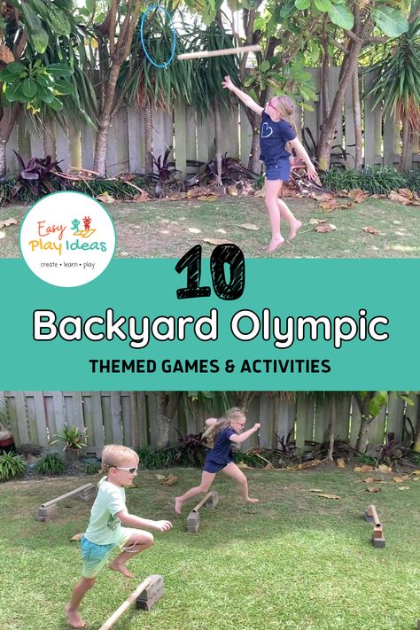 Transform your backyard into an Olympic arena with these fun and easy DIY games for kids! From hurdle races to paper plate discus, these activities are perfect for keeping kids active and excited about the Olympic Games. Gather your young athletes and host your own version of the games using these creative ideas for inspiration. Whether you're a parent at home or a teacher in the classroom, these DIY game ideas will inspire Olympic-themed fun and provide hours of entertainment. At Home Olympics For Kids, Mini Olympics For Kids Outdoor Games, Olympic Themed Games, Diy Outdoor Games For Kids, Olympic Activities For Kids, Olympics For Kids, Diy Games For Kids, Backyard Olympics, Diy Outdoor Games