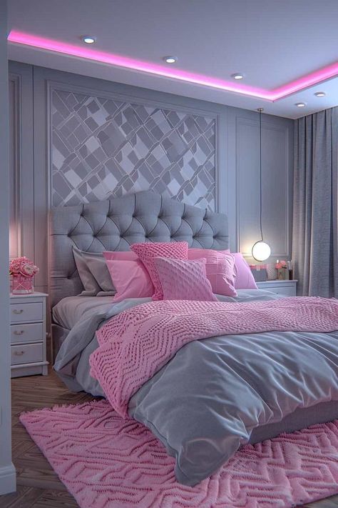 Pink And Grey Bedroom Decor, Valentine Home Decor Ideas, Pink And Grey Bedroom, Heart String Art, Valentine Home Decor, Grey Bedroom Decor, Girly Apartment Decor, Luxury Room Bedroom, Pink Bedroom Decor