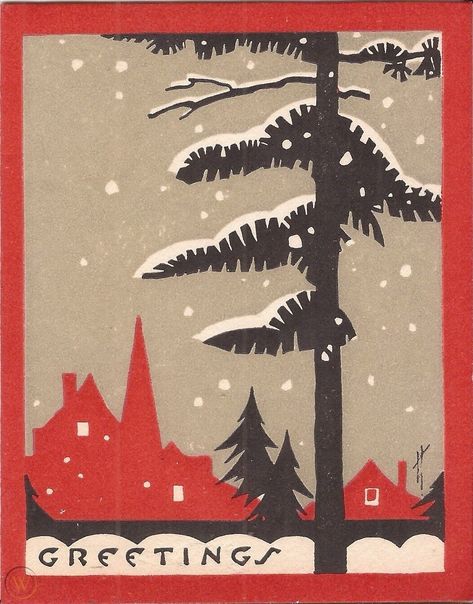 1930s Christmas Cards, Diy Vintage Christmas Cards, Vintage Christmas Card Art, Christmas Card Simple Design, Coffee Christmas Card, Christmas Card Inspiration Design, Art Deco Christmas Cards, Christmas Card Design Ideas Graphics, Christmas Paper Art