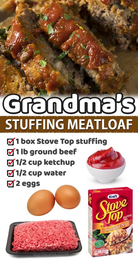 20 Cheap Family Dinners (Quick & Easy Meals!) The Lazy Dish Meatloaf, Three Ingredient Meatloaf, Easy To Make Dinners Recipes, Lazy Dish Meatloaf, Kid Dinners Picky, Simple Cheap Dinner Ideas, Grandmas Stuffing Meatloaf, Cheap Easy Crockpot Meals 3 Ingredients, Cheap Quick Dinner Ideas Budget