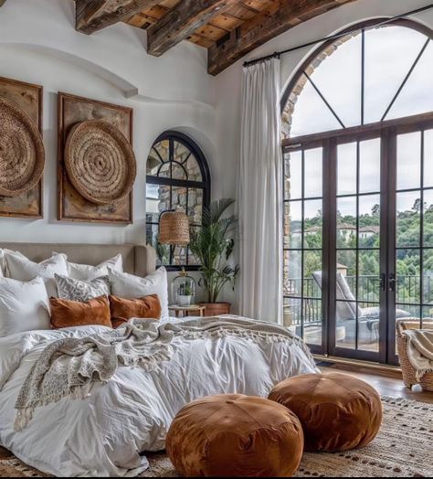 Spanish Cottage Bedroom, Italian Themed Bedroom, Hacienda Style Bedroom Master Suite, Modern Hacienda Bedroom, Spanish Style Bedrooms, Spanish Mediterranean Bedroom, Italian Inspired Bedroom, Italian Villa Bedroom, Italian Bedroom Design