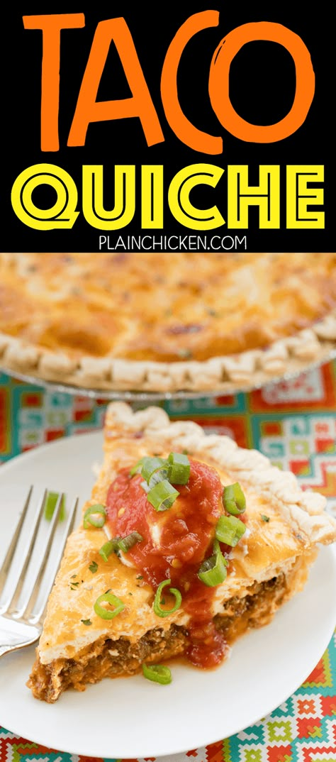 Taco Quiche, Taco Toppings, Quiche Recipes Easy, Beef Taco, Healthy Chicken Recipes Easy, Dessert Recipes For Kids, Ground Beef Tacos, Easy Taco, Hamburger Meat