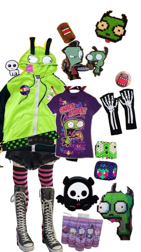 >:3 Scene Queen Outfit, Scene Kid Outfits, Gir Invader Zim, Scene Clothing, Silly Clothes, Androgynous Outfits, Scene Outfits, Scene Fashion, Scene Kids