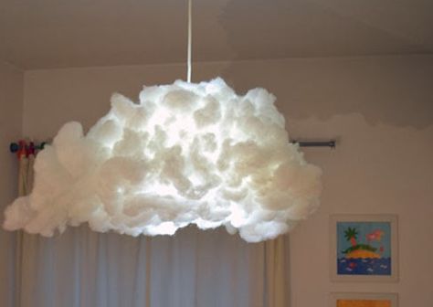 This genius lamp turns a basic hanging lamp into a mystical cloud lamp for a kid's room. An awesome addition to a sky themed nursery.   See the project at Mommo Design.    Read more: 101 Epic IKEA Hacks for Your Home - Momtastic http://www.momtastic.com/diy/518049-ikea-hacks/#ixzz3gHKjFBNi  Follow us: @itsmomtastic on Twitter | itsmomtastic on Facebook Cloud Lamp Diy, Cloud Lampshade, Diy Cloud Light, Mommo Design, Cloud Ceiling, Diy Luminaire, Cloud Light, Kura Bed, Cloud Lamp