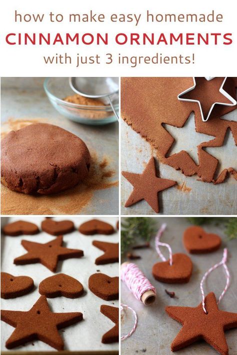 These easy, 3-ingredient, homemade ornaments for your Christmas tree will make your house smell like cinnamon! Homemade Cinnamon Ornaments, House Smell Like Christmas, Smell Like Christmas, Jul Mad, Cinnamon Ornaments, Homemade Ornaments, House Smell, Noel Christmas, How To Make Homemade