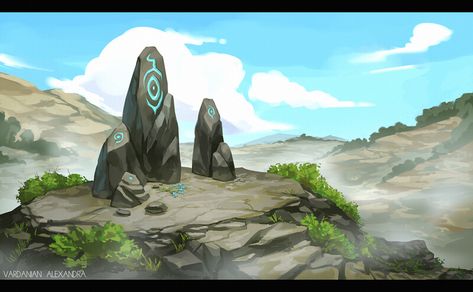 Standing Stones Fantasy Art, Standing Stones, Standing Stone, Campaign Ideas, Illustration Artists, Fantasy Landscape, 3d Modeling, Stone Art, Short Film