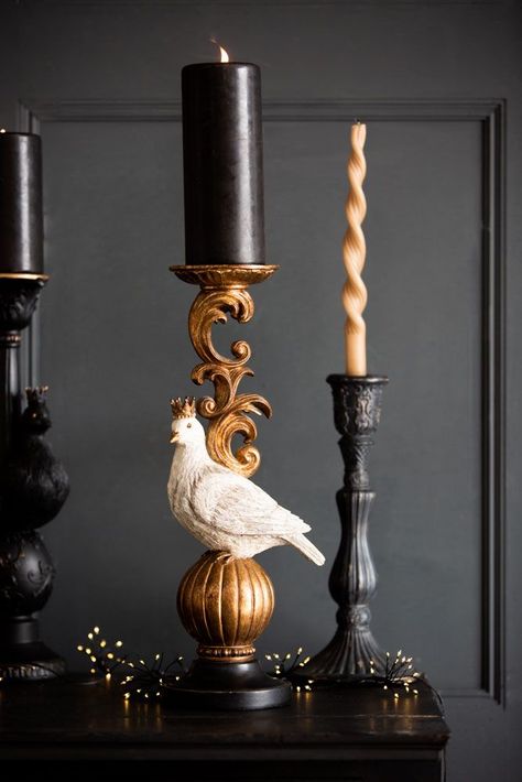 Image of the Gold Baroque Dove Pillar Candle Holder Angel Wings Design, Dining Room Centerpiece, Quirky Home, Candles Scented, Round Dining Room, Rockett St George, Gold Angel Wings, Pillar Candle Holder, Gold Baroque