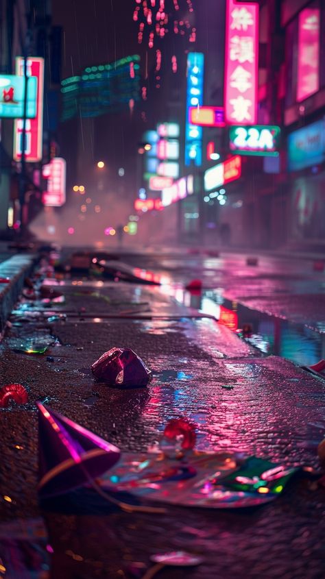 "Neon Wet Street: #Shimmering on the #UrbanLife amidst a backdrop of glowing #CityLights and #UrbanSilence. #NeonPhotography #ReflectiveArt #UrbanPhotography #StockPhotos #AIgenerated #AIcreativity #DigitalArtistry ⬇️ #Download and 📝 #Prompt 👉 https://stockcake.com/i/neon-wet-street_478229_489383". Neon Street, Neon Street Wallpaper, Neon Street Aesthetic, Night Neon Photography, Rain Street Night, Rain Slicker, City Rain, Neon Photography, Night Rain