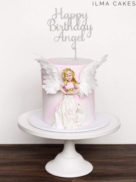 Angel Birthday Cake Design, Angel Themed Cake, Angel Theme Birthday Party, Angel Theme Cake, Angel Birthday Cake, Angel Wings Cake, Cupcakes Bonitos, Cloud Baby Shower Theme, Birthday Cake Images