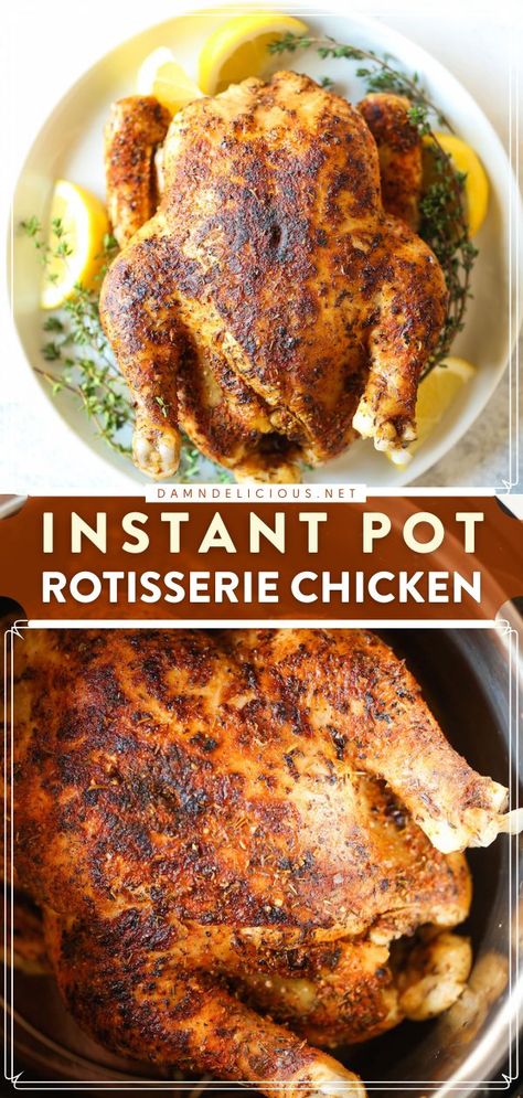 INSTANT POT ROTISSERIE CHICKEN, family dinner ideas, easy meals Instant Pot Rotisserie Chicken, Rotisserie Chicken Recipe, Cooking Whole Chicken, Instant Pot Pasta Recipe, Whole Chicken Recipes, Best Instant Pot Recipe, Instant Pot Recipes Chicken, Rotisserie Chicken Recipes, Instant Pot Dinner Recipes