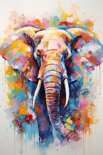 Painting Of Elephant, Side Wrist Tattoo, Arte Ganesha, Kids Animal Art, Animal Paintings Acrylic, Elephant Artwork, Horse Oil Painting, Pop Art Animals, Colorful Elephant