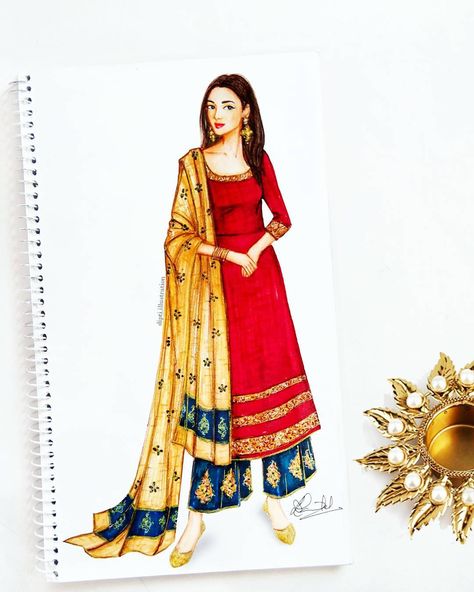 7,982 Followers, 134 Following, 286 Posts - See Instagram photos and videos from Dipti Patel (@dipti.illustration) Pakistan Traditional Dress, Fashion Design Books, Dress Illustration, Dress Design Drawing, Fashion Illustration Sketches Dresses, Fashion Sketches Dresses, Fashion Drawing Dresses, Sketches Dresses, Fashion Sketchbook