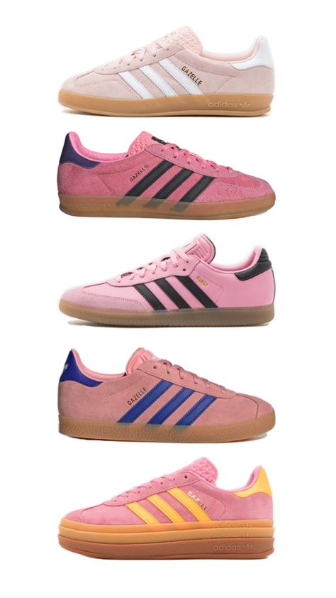 pink adidas gazelle variations Pink Adidas Gazelle, Adidas Gazelle Pink, Pink Gazelles, Adidas Gazelles, Girly Shoes, Pink Adidas, Adidas Gazelle, Cute Shoes, Fashion Beauty