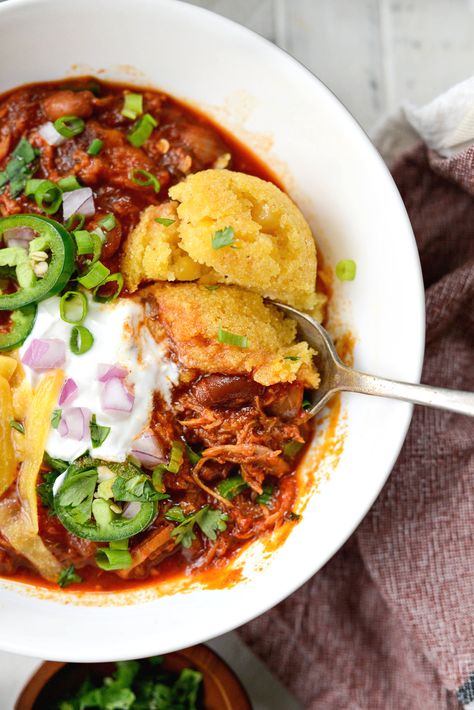 Smoky Pulled Pork Chili - Simply Scratch Shredded Pork Chili, Soup With Pulled Pork, Leftover Pulled Pork Ideas, Leftover Smoked Pork, Wife Meals, Pulled Pork Soup, Pulled Pork Chili Recipe, November Dinner, Colorado Recipes