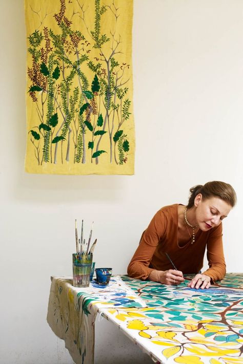 Artist Workspace, Hand Printed Textiles, Hand Painted Fabric, Textile Artist, Studio Tour, Project Inspiration, House Garden, Stitching Art, Textile Artists