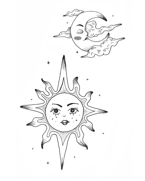 Moon Doodle Art, Sun And Moon Doodle, Sun X Moon, Moon Doodle, Art Female, Sun And Moon, Art Art, Doodle Art, Female Sketch