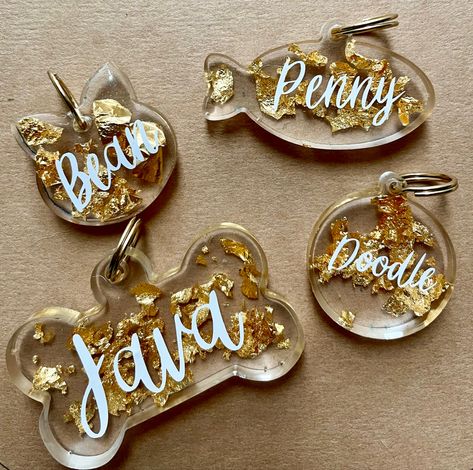 Personalized Gold Foil and Resin Pet Name Tag/Custom Dog Tag/Custom Cat Tag/Personalized ID tags for Dog and Cat Collars Pet Tags Diy, Pet Name Tag, Pet Name Tags, Greensboro North Carolina, Custom Pet Tags, Dog Name Tags, Custom Dog Tags, Dog Store, Cat Tags