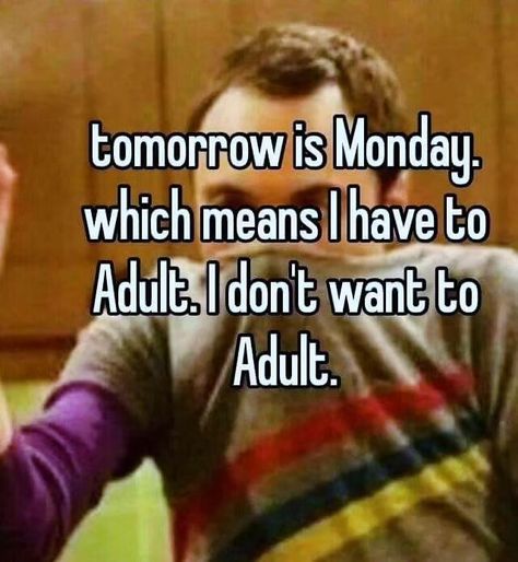 Everyday is "adulting"! 🙄 Sunday Night Meme, Tomorrow Is Monday, Old Lady Humor, Funny Good Morning Quotes, Humor Inappropriate, Sunday Quotes, Seriously Funny, Funny True Quotes, Night Quotes