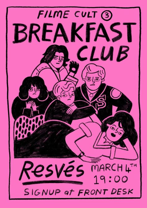 The Breakfast Club Illustration, The Breakfast Club Poster, Posters Conception Graphique, Kunst Inspo, Sticker Brand, Menue Design, ポップアート ポスター, Graphisches Design, Desain Editorial