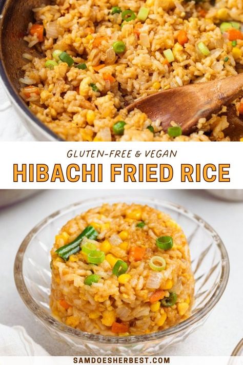 Hibachi Fried Rice Recipe, Gluten Free Fried Rice, Easy Hibachi, Gluten Free Chinese Food, Hibachi Fried Rice, Gluten Free Chinese, Gluten Free Sides Dishes, Dairy Free Dinner, Gluten Free Recipes For Dinner