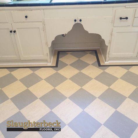 Marmoleum Floors Gallery | Slaughterbeck Floors, Inc. | Campbell, CA 1940s Kitchen Flooring, San Jose, 1937 Home Interior, Checkered Linoleum Flooring, Marmoleum Click Floors, 1930s Flooring, Cottage Flooring Ideas, Cottage Kitchen Floor, Vintage Linoleum Flooring