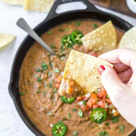 Dairy Free Dip Recipes, Bean Dip Recipes Refried, Hot Bean Dip, Gluten Free Taco Seasoning, Warm Bean Dip, Simply Whisked, Vegan Refried Beans, Refried Bean Dip, Make Refried Beans