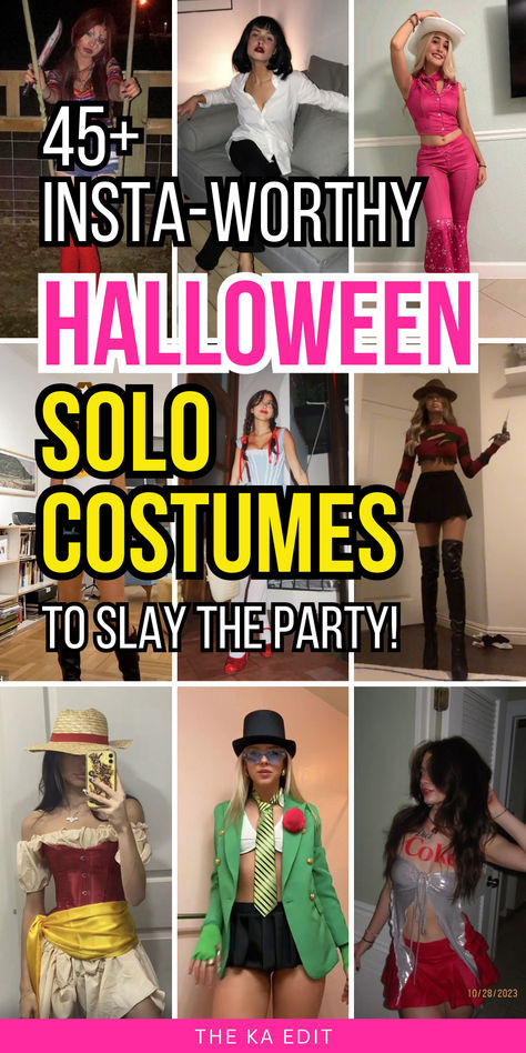 solo halloween costumes, solo halloween costume ideas. Normal Halloween Costumes, High School Halloween Costume Ideas, Bartending Halloween Costumes, Fun Costume Ideas For Women, Halloween Costumes With Cool Makeup, Black Bob Halloween Costumes, Gen Z Halloween Costumes, Women’s Cute Halloween Costume Ideas, Single Female Halloween Costumes