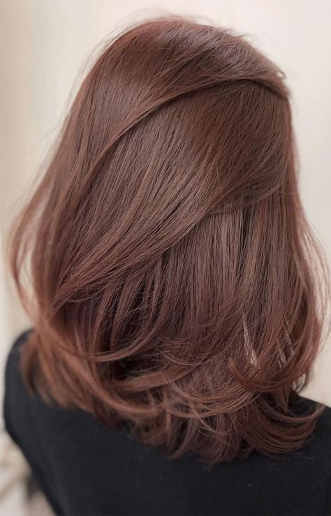 Short Hair With Brown Color, Cafe Hair Color, Not So Short Haircuts, Hair Color Ideas For Medium Hair, Brown Short Hair Colors, Medium Light Brown Hair Color Ideas, Rose Tea Brown Hair Color, Hair Color Ideas For Round Faces, Rose Tea Brown Hair