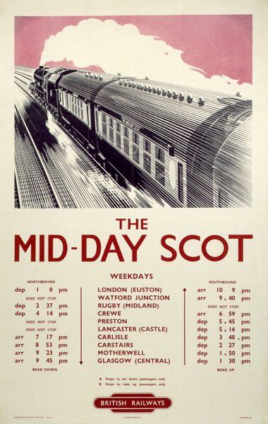 Tim Dunn on Twitter: "Two gorgeous British Railways posters from the 1950s, by legendary artist A N Wolstenholme. @railwaymuseum collection. - Travel by train. https://t.co/SmJIK4qyCS" Lancaster Castle, Flying Scotsman, National Railway Museum, Train Railway, British Railways, Railway Posters, Railway Museum, London Transport, Picture Art