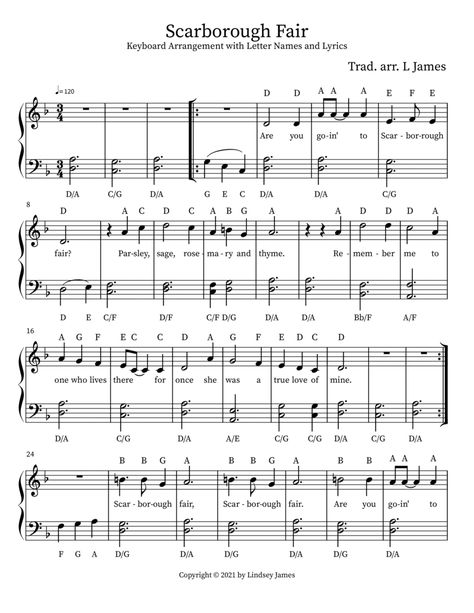 Scarborough Fair Sheet Music | Traditional English Folksong | Easy Piano Self Publishing, Scarborough Fair, Keyboard Piano, Music Page, Traditional English, Folk Song, Easy Piano, Digital Sheet Music, Student Work