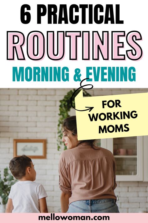 These practical morning and evening routines for working moms will help you structure your day. So, you can be organized and get it all done! Morning Routine Mom Of 2, After Work Routine For Moms, Morning Routine For Working Moms, Working Mom Routine Daily Schedules, Routine For Working Mom, Working Mom Morning Routine, Routines For Working Moms, Morning Routine Schedule, Morning Routine For Moms