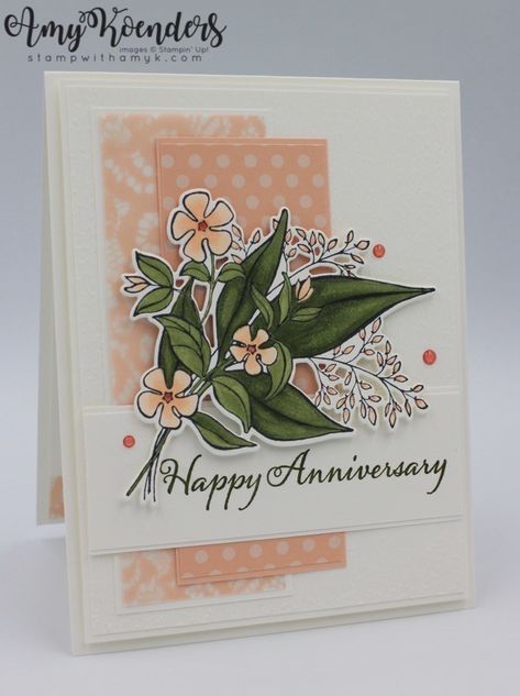 Stampin’ Up! Wonderful Romance for Fab Friday – Stamp With Amy K Birthday Wishes Beautiful, Pink Cards, Flowers Beautiful, Wedding Anniversary Cards, Su Cards, Stamping Up Cards, Anniversary Card, Card Sketches, Card Layout