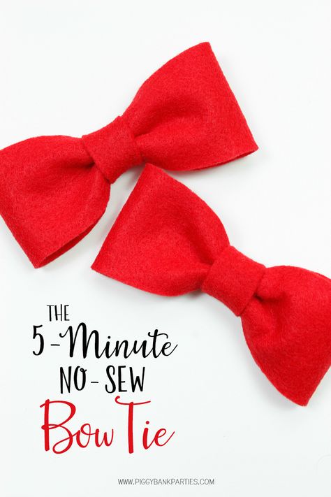 5-Minute No-Sew Bow Tie under $1: A Quick and Easy DIY Bow Tie Craft, Make A Bow Tie Diy, Bowtie Decoration Ideas, Felt Crafts No Sew, How To Make A Bow Tie With Fabric, How To Make A Bow Tie, No Sew Bow Tie, Cat Bowtie Diy, Doggie Bow Ties How To Make