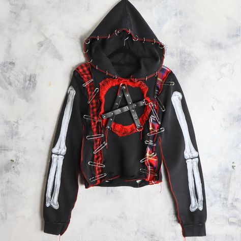 🗡️1/1 hoodie sz XS🗡️ dropping 28th June // 6pm UK time Punk Hoodie Diy, Punk Hoodie, Hoodie Diy, Kitty Clothes, Custom Hoodie, Custom Hoodies, Character Outfits, Art Clothes, Grunge Outfits