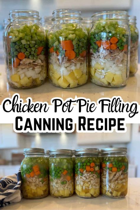 Broccoli Canning Recipes, Canning Meals In Jars, Dinner Canning Recipes, Canning Food Recipes, Pressure Canning Times Chart, Creative Canning, Chicken Pot Pie Canned Chicken, Turkey Canning Recipes, Pressure Can Meals In A Jar