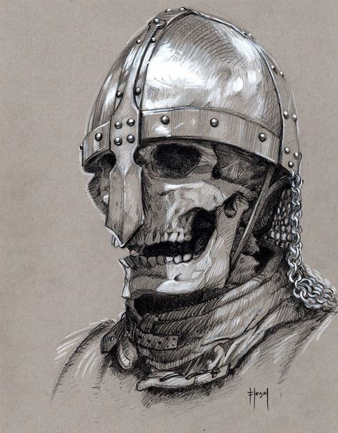 Knight Sketch Medieval, Viking Skull Art, Skull Knight, Helmet Drawing, Arte Viking, Castlevania Wallpaper, Helmet Tattoo, Sugar Skull Artwork, Medieval Tattoo