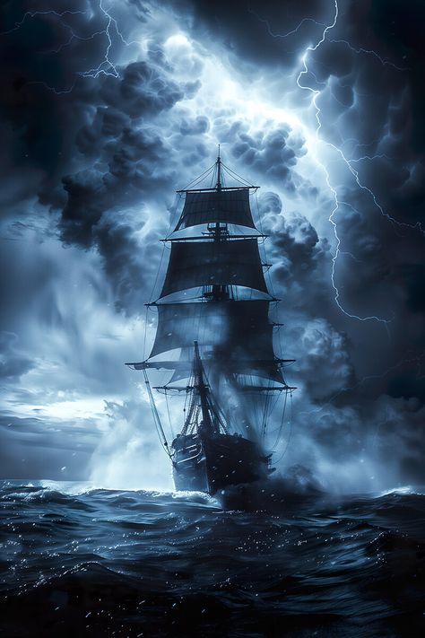 Ship in a storm, IMPRESS on ArtStation at https://www.artstation.com/artwork/5vD0EW Ship In Storm Painting, Ship In A Storm, Ponniyan Selvan, Ghost Ship Art, Ph Wallpaper, Pirate Ship Art, Ocean Storm, Storm Art, Sailing Art