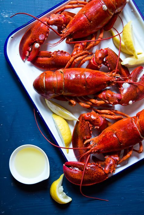 Kippy Young, the Maine lobsterman who gave us this recipe, advised us to boil the lobsters in seawater, but salted water works just as well. Boiled Lobster Recipes, Spicy Seafood Pasta, Lobster Risotto, Lobster Boil, Wallpaper Food, Lobster Dishes, Bourbon Recipes, How To Cook Liver, Fresh Lobster