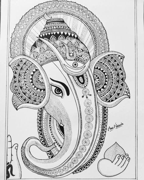 One of my favourite mandala artwork. In love with this artwork. Ganesh Ji, Mandala Artwork, Madhubani Painting, Mandala Design Art, Diy Art Painting, Mandala Design, Mandala Art, Doodle Art