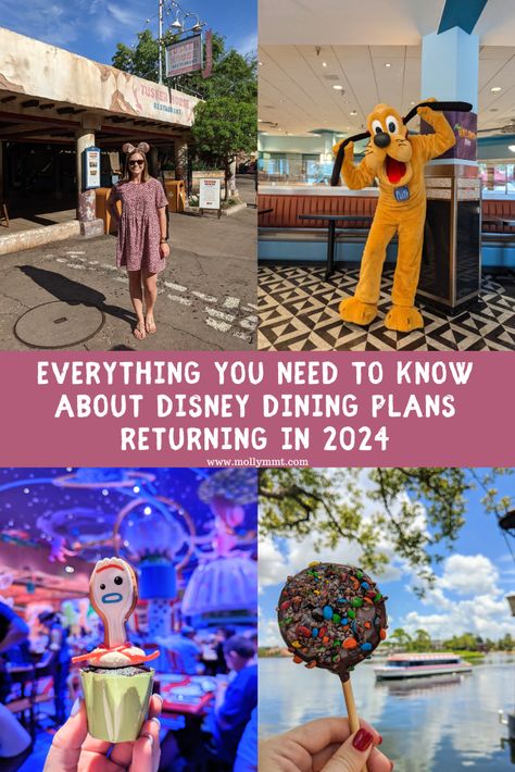 Planning your Disney vacation for travel in 2024? Disney dining plans are returning! Read this blog post for everything you need to know about dining plans and why you will want to add one to your vacation! Disney World Dining Plan 2024, Disney World 2024 Planning, Disney 2024 Planning, Disney Dining Plan 2024, Disney World 2024, Planning 2024, 2024 Planning, Dining At Disney World, Disney 2025