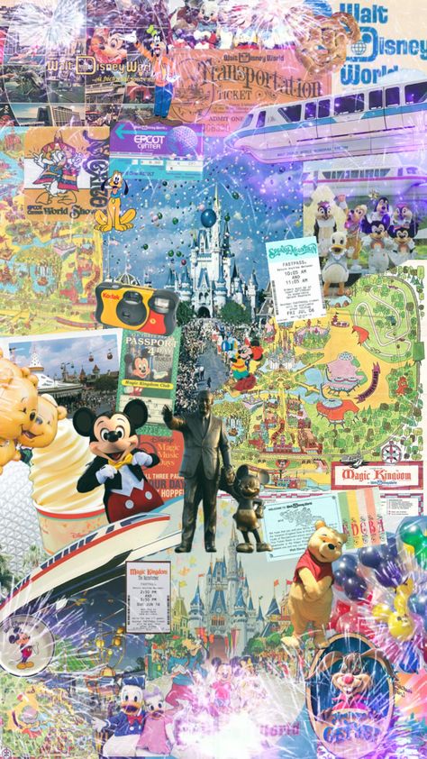 A magical gathering of Disney dreams… #collageart #aesthetic #vintage #disney #art #pinterest #wishes #fireworks #disneyworld #disneyaesthetic #wdw #fyp Disney World Collage Wallpaper, Retro Disney Aesthetic Wallpaper, Disney World Backgrounds, Walt Disney World Wallpaper Iphone, Disney World Background, Disney Background Aesthetic, Disney World Aesthetic Wallpaper, Disney Collage Wallpapers, Disney Background Wallpapers