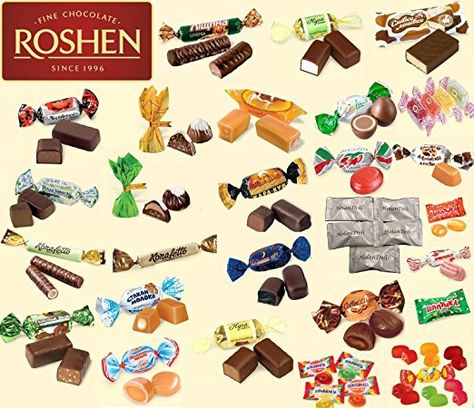 Premium Ukrainian Assorted Candy and Chocolate Mix from Roshen. 2 lb. (23 types of different candy) Includes Our Exclusive HolanDeli Chocolate Mints Chocolate Mints, Candy And Chocolate, Chocolate Rocks, Types Of Candy, Chocolate Sticks, Chocolate Babies, Chocolate Coins, Types Of Chocolate, Fine Chocolate