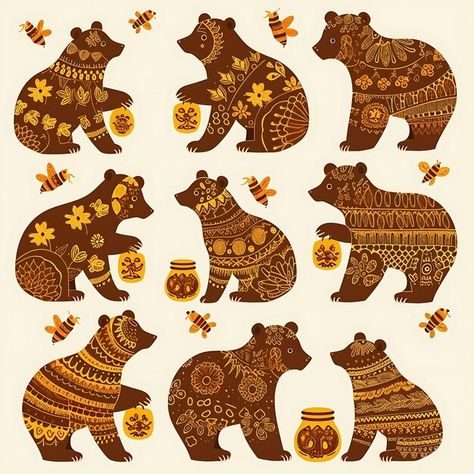 Page 4 | Folk Art Bear Images - Free Download on Freepik Bear Folk Art, Folk Art Bear, Folk Animals, Folk Illustration, Modern Folk Art, Bear Images, Fabric Patterns Design, Bear Illustration, Scandinavian Folk Art