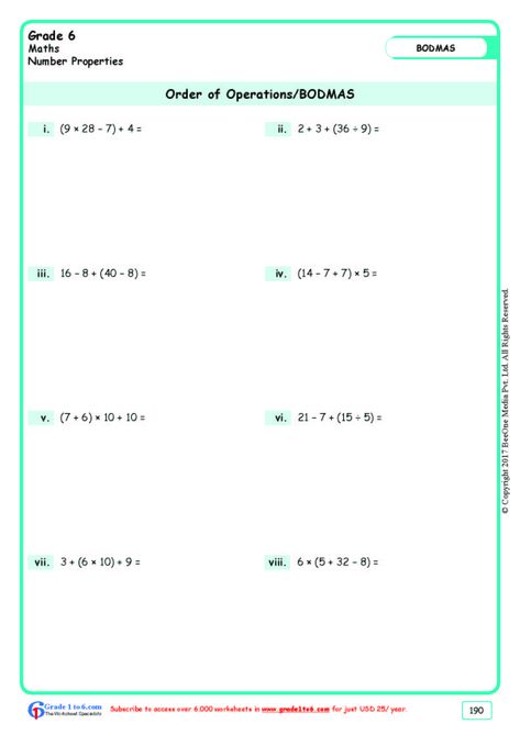 Bodmas Worksheets Grade 6, Bodmas Worksheets For Grade 5, Bodmas Worksheets, Math For 5th Graders, Bodmas Rule, Math Order Of Operations, Summary Ideas, Nursing Math, Grade 5 Math Worksheets