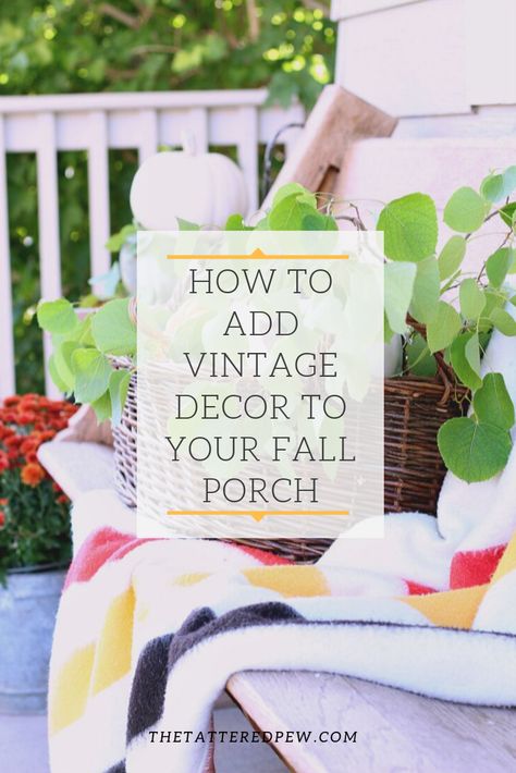 Easy steps on how to add vintage decor to your Fall porch! Fall Outdoor Space, Outdoor Porches, Porch Inspiration, Staten Island New York, Neutral Fall Decor, Vintage Containers, Farmhouse Decorating, Beautiful Pumpkins, Fall Front Porch Decor