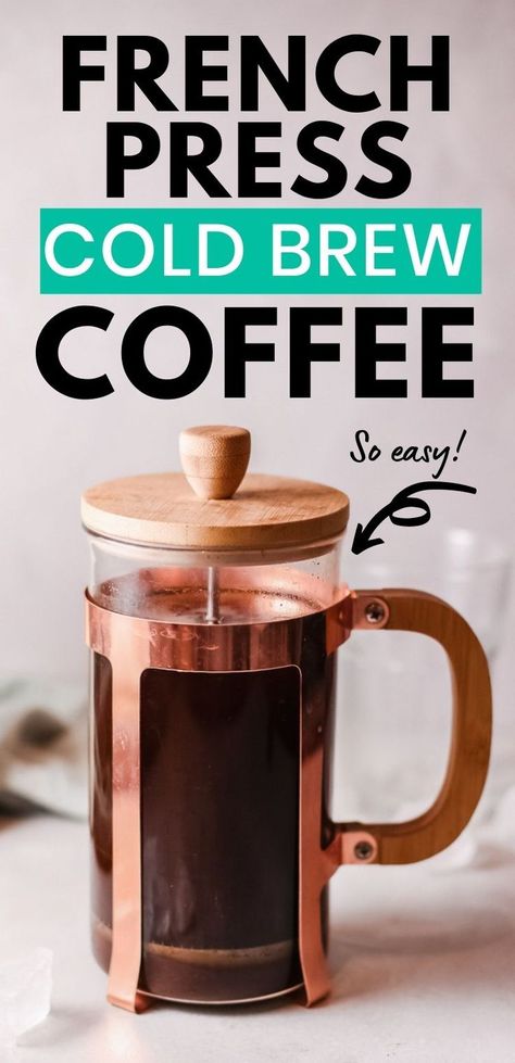 French Press Iced Coffee, French Press Coffee Recipe, Coffee Maker Recipes, Diy Cold Brew Coffee, Diy Iced Coffee, Cold Press Coffee, Homemade Cold Brew Coffee, Brew Coffee Recipe, Cold Brew Coffee At Home