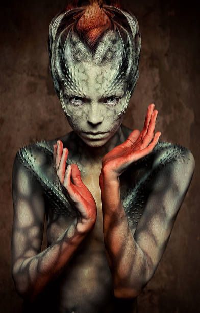 7,030 Lizard People Stock Photos, Pictures & Royalty-Free Images - iStock Lizard People Art, Prosthetic Aesthetic, Lizard Person, Lizard Folk, Snake Face Paint, Lizard People, Food Art Photography, Canvas Art Projects, Trendy Art